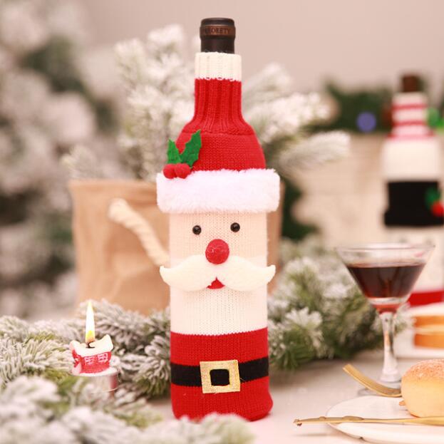 Christmas Decorations for Home Santa Claus Wine Bottle Cover Bag Snowman Stocking Gift Holders Xmas Decor New Year