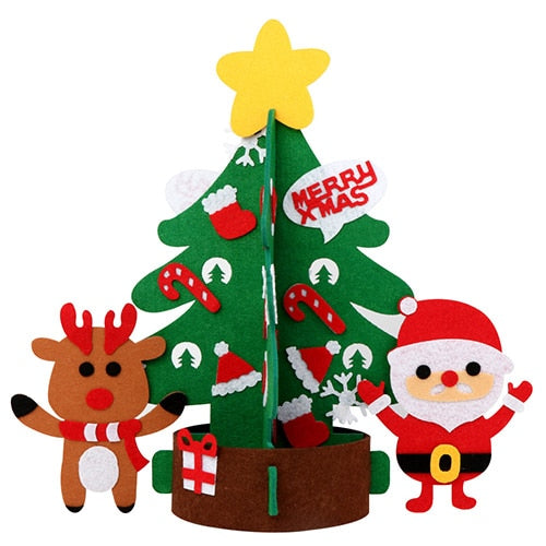 OurWarm DIY Felt Christmas Tree New Year Gifts Kids Toys Artificial Tree Wall Hanging Ornaments Christmas Decoration for Home