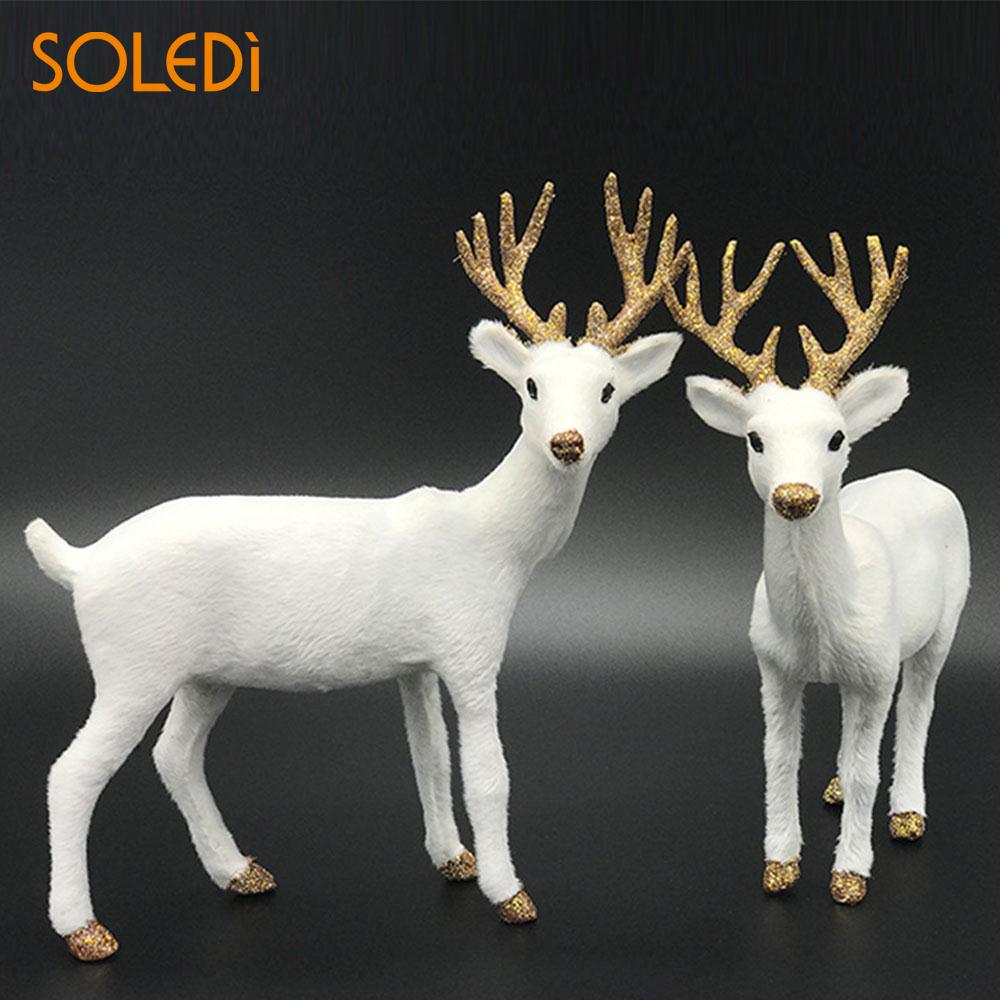 Christmas Dolls White Reindeer Xmas White Deer Elk Plush New Year Christmas Decorations Ornaments Home Gift