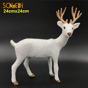 Christmas Dolls White Reindeer Xmas White Deer Elk Plush New Year Christmas Decorations Ornaments Home Gift