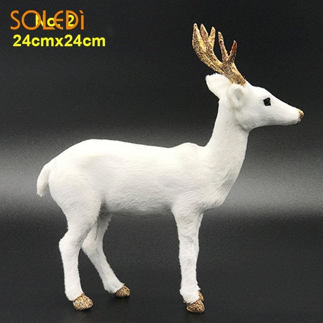 Christmas Dolls White Reindeer Xmas White Deer Elk Plush New Year Christmas Decorations Ornaments Home Gift