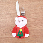 Santa Hat Reindeer Christmas New Year Pocket Fork Knife Cutlery Holder Bag Home Party Table Dinner Decoration Tableware 62417