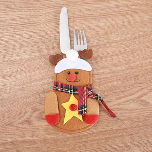 Santa Hat Reindeer Christmas New Year Pocket Fork Knife Cutlery Holder Bag Home Party Table Dinner Decoration Tableware 62417