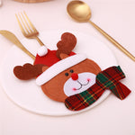 Santa Hat Reindeer Christmas New Year Pocket Fork Knife Cutlery Holder Bag Home Party Table Dinner Decoration Tableware 62417