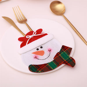 Santa Hat Reindeer Christmas New Year Pocket Fork Knife Cutlery Holder Bag Home Party Table Dinner Decoration Tableware 62417