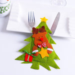 Santa Hat Reindeer Christmas New Year Pocket Fork Knife Cutlery Holder Bag Home Party Table Dinner Decoration Tableware 62417