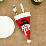 Santa Hat Reindeer Christmas New Year Pocket Fork Knife Cutlery Holder Bag Home Party Table Dinner Decoration Tableware 62417