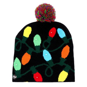 OurWarm LED Christmas Beanie Ugly Christmas Sweater Christmas Hat Beanie Light Up Knitted Hat for Children Adult Christmas Party