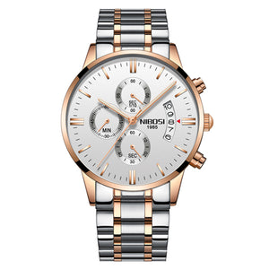 NIBOSI Men Watch Chronograph Sport Mens Watches Top Brand Luxury Waterproof Full Steel Quartz Gold Clock Men Relogio Masculino