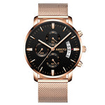 NIBOSI Men Watch Chronograph Sport Mens Watches Top Brand Luxury Waterproof Full Steel Quartz Gold Clock Men Relogio Masculino