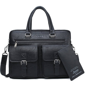 Men's Business Bag For 13'3 inch Laptop Briefcase Bags 2 in 1 Set Handbags High Quality Leather Office Bags Totes Male