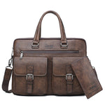 Men's Business Bag For 13'3 inch Laptop Briefcase Bags 2 in 1 Set Handbags High Quality Leather Office Bags Totes Male