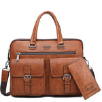 Men's Business Bag For 13'3 inch Laptop Briefcase Bags 2 in 1 Set Handbags High Quality Leather Office Bags Totes Male