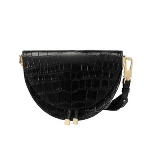 NIGEDU Women Crossbody Bag Fashion Crocodile Semicircle Saddle Bags PU Leather Shoulder Bags for female Handbags designer bolsas