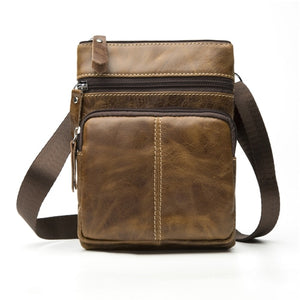 WESTAL Messenger Bag Men's Shoulder Genuine Leather bags Flap Small male man Crossbody bags for men natural Leather bag M701