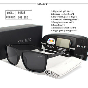 OLEY Polarized Men Sunglasses brand designer Retro Square Sun Glasses Accessories Unisex driving goggles oculos de sol Y6625