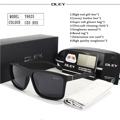 OLEY Polarized Men Sunglasses brand designer Retro Square Sun Glasses Accessories Unisex driving goggles oculos de sol Y6625