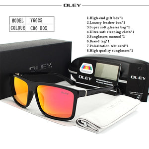 OLEY Polarized Men Sunglasses brand designer Retro Square Sun Glasses Accessories Unisex driving goggles oculos de sol Y6625