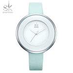 Shengke Brand Women Luxury Watches Female White Leather Wristwatch Mixmatch Dress Quartz Clock Ultra Thin Relogio Feminino 2018