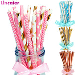 25Pcs Paper Drinking Straws Wedding Hen Party DIY Table Decoration Birthday Kids Its a Boy Girl Baby Shower Adult Supplies