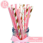 25Pcs Paper Drinking Straws Wedding Hen Party DIY Table Decoration Birthday Kids Its a Boy Girl Baby Shower Adult Supplies