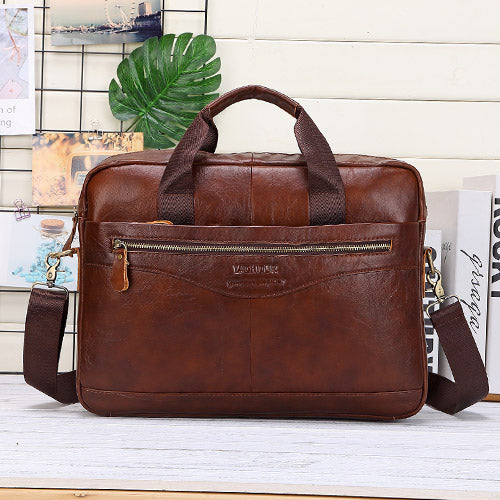 Men Genuine Leather Handbags Casual Leather Laptop Bags Male Business Travel Messenger Bags Men's Crossbody Shoulder Bag