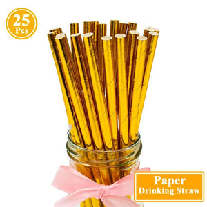 25Pcs Paper Drinking Straws Wedding Hen Party DIY Table Decoration Birthday Kids Its a Boy Girl Baby Shower Adult Supplies