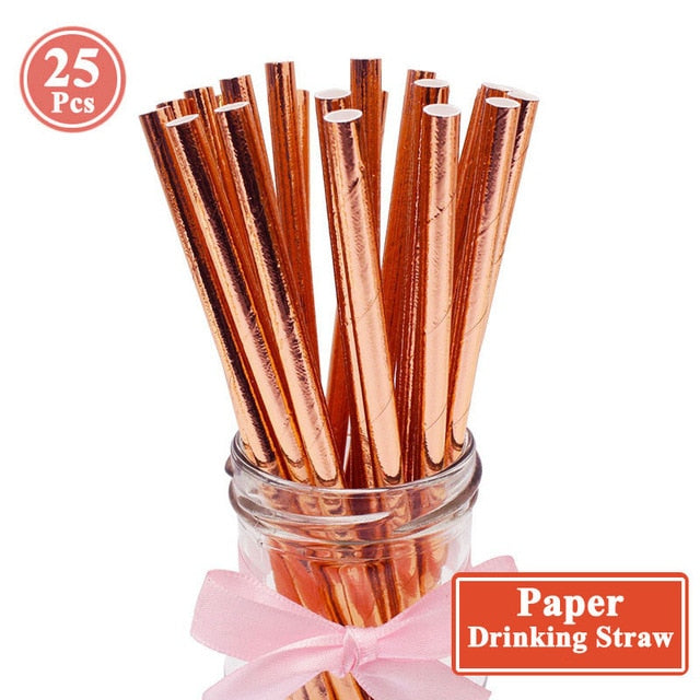 25Pcs Paper Drinking Straws Wedding Hen Party DIY Table Decoration Birthday Kids Its a Boy Girl Baby Shower Adult Supplies