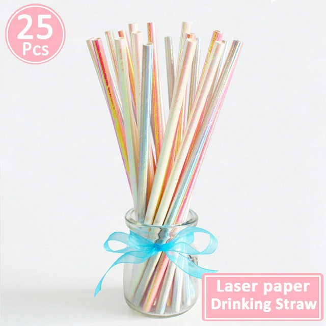 25Pcs Paper Drinking Straws Wedding Hen Party DIY Table Decoration Birthday Kids Its a Boy Girl Baby Shower Adult Supplies