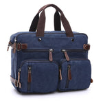 Scione Men Canvas Bag Leather Briefcase Travel Suitcase Messenger Shoulder Tote Back Handbag Large Casual Business Laptop Pocket