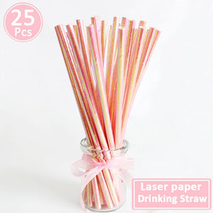 25Pcs Paper Drinking Straws Wedding Hen Party DIY Table Decoration Birthday Kids Its a Boy Girl Baby Shower Adult Supplies