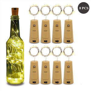 8PCS Wine Bottle Lights with Cork 20 LED Silver Copper Wire Fairy String Lights for DIY Party Christmas Wedding